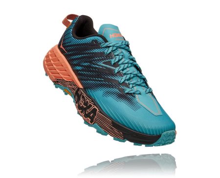 Hoka One One Speedgoat 4 Ženske Tekaški Čevlji Svetlo Turkizna / Oranžna SI-795430N